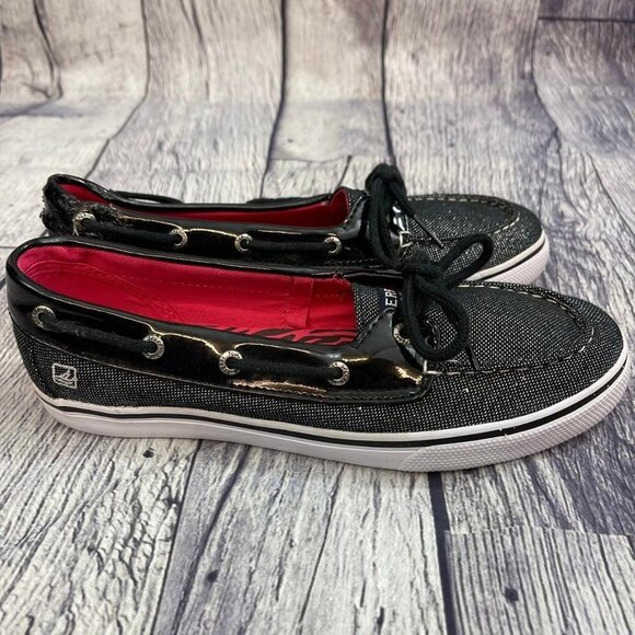 Sperry Biscayne‎ 1 Eye Slip On Boat Shoe Youth Girls Size 4.5 Black - Picture 1 of 10